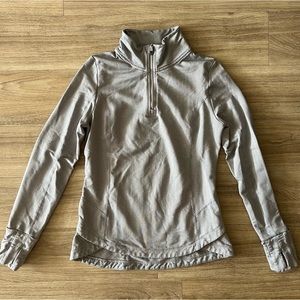 Mondetta Quarter Zip Sweatshirt | Gray Chevron Print | Fleece Lined | Size M